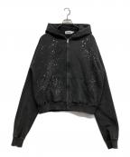 WLNEXTダブルエルネクスト）の古着「グランジ ラメビーンズパーカー」｜ブラック