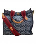 COACHコーチ）の古着「シグネチャー2WAYバッグ」｜ネイビー
