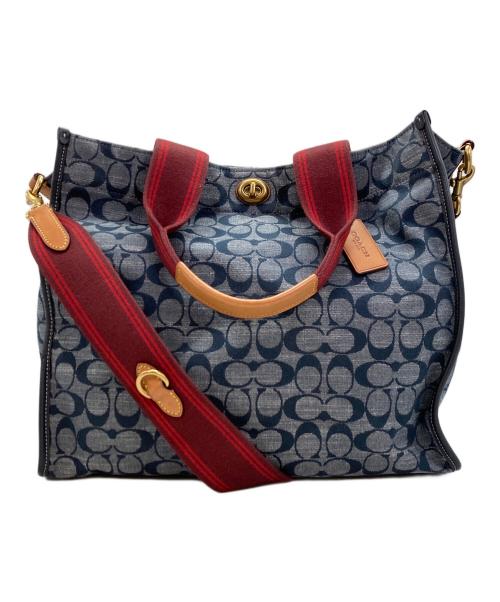 COACH（コーチ）COACH (コーチ) シグネチャー2WAYバッグ ネイビーの古着・服飾アイテム
