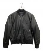 ）の古着「フェイクレザー エンボスロゴ フルジップ ブルゾン」｜ブラック