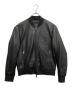 ARMANI EXCHANGE（アルマーニ エクスチェンジ）の古着「フェイクレザー エンボスロゴ フルジップ ブルゾン」｜ブラック
