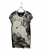 DIESELディーゼル）の古着「半袖ワンピース」｜ベージュ×ブラック