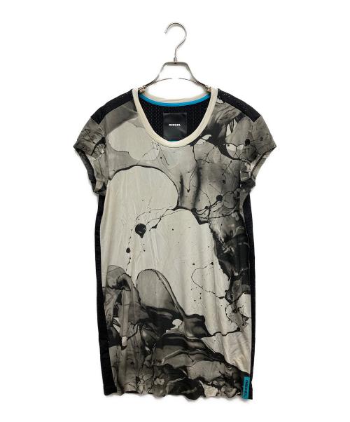 DIESEL（ディーゼル）DIESEL (ディーゼル) 半袖ワンピース ベージュ×ブラック サイズ:Sの古着・服飾アイテム