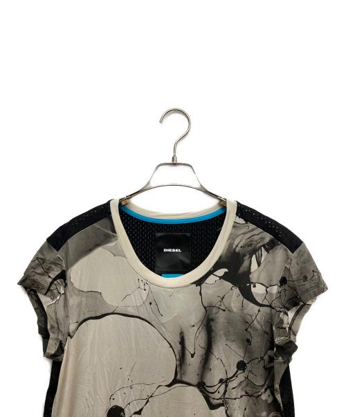 DIESEL（ディーゼル）DIESEL (ディーゼル) 半袖ワンピース ベージュ×ブラック サイズ:Sの古着・服飾アイテム