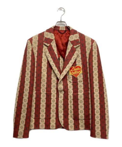 LOUIS VUITTON（ルイ ヴィトン）LOUIS VUITTON (ルイ ヴィトン) NIGO (二ゴー) モノグラムトランクストライプポケットジャケット レッド サイズ:48の古着・服飾アイテム