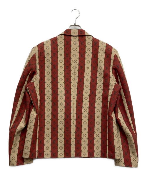 LOUIS VUITTON（ルイ ヴィトン）LOUIS VUITTON (ルイ ヴィトン) NIGO (二ゴー) モノグラムトランクストライプポケットジャケット レッド サイズ:48の古着・服飾アイテム