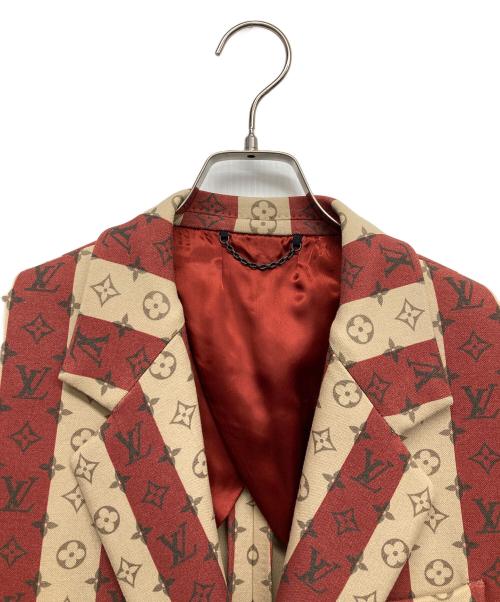 LOUIS VUITTON（ルイ ヴィトン）LOUIS VUITTON (ルイ ヴィトン) NIGO (二ゴー) モノグラムトランクストライプポケットジャケット レッド サイズ:48の古着・服飾アイテム