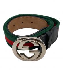 GUCCI（グッチ）の古着「シェリーラインインターロッキングGバックルベルト」｜グリーン