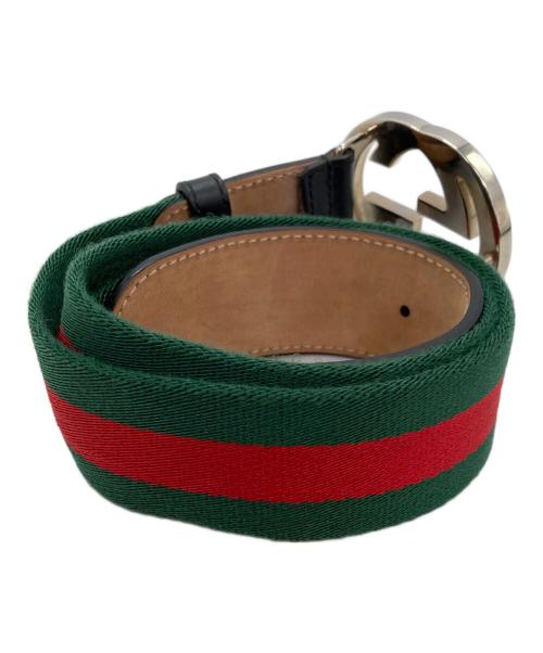 GUCCI（グッチ）GUCCI (グッチ) シェリーラインインターロッキングGバックルベルト グリーンの古着・服飾アイテム