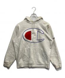 Champion×SUPREME（チャンピオン×シュプリーム）の古着「Stain Logo Hoodie」｜グレー
