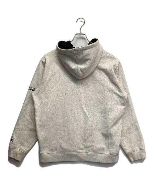 Champion（チャンピオン）Champion (チャンピオン) Supreme (シュプリーム) Stain Logo Hoodie グレー サイズ:Lの古着・服飾アイテム