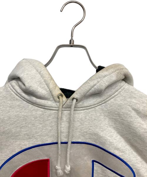 Champion（チャンピオン）Champion (チャンピオン) Supreme (シュプリーム) Stain Logo Hoodie グレー サイズ:Lの古着・服飾アイテム