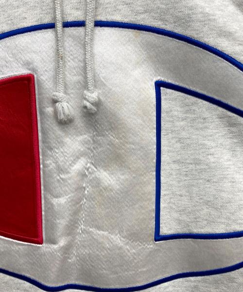 Champion（チャンピオン）Champion (チャンピオン) Supreme (シュプリーム) Stain Logo Hoodie グレー サイズ:Lの古着・服飾アイテム