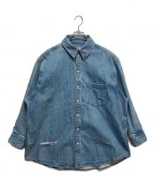upper hights（アッパーハイツ）の古着「ダメージ加工デニムシャツ」｜ブルー