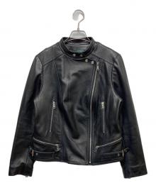 LAUREN RALPH LAUREN（ローレンラルフローレン）の古着「ラムレザーシングルライダースジャケット」｜ブラック