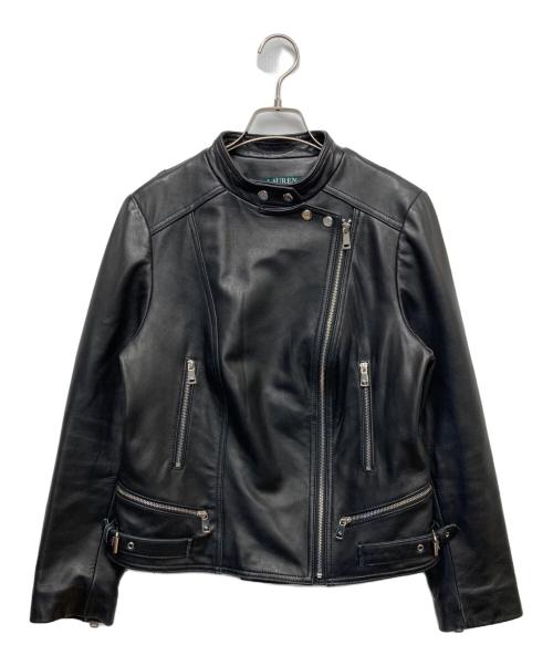 LAUREN RALPH LAUREN（ローレンラルフローレン）LAUREN RALPH LAUREN (ローレンラルフローレン) ラムレザーシングルライダースジャケット ブラック サイズ:Mの古着・服飾アイテム