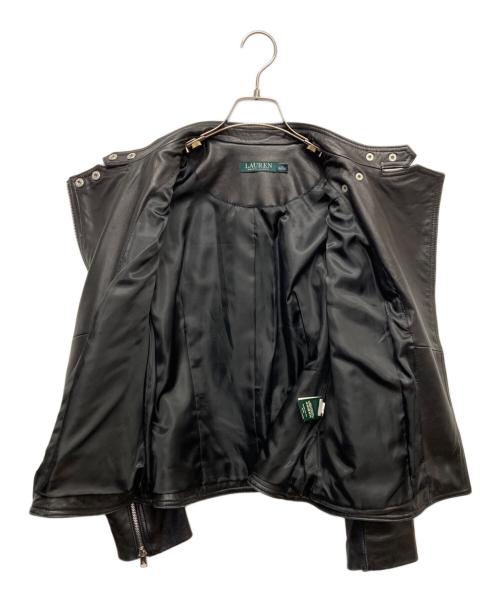 LAUREN RALPH LAUREN（ローレンラルフローレン）LAUREN RALPH LAUREN (ローレンラルフローレン) ラムレザーシングルライダースジャケット ブラック サイズ:Mの古着・服飾アイテム