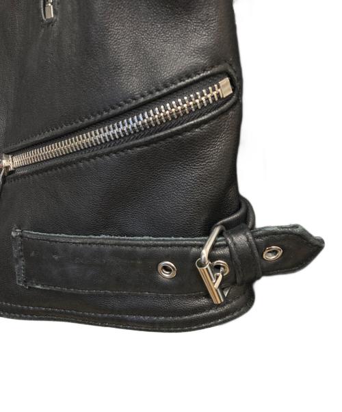 LAUREN RALPH LAUREN（ローレンラルフローレン）LAUREN RALPH LAUREN (ローレンラルフローレン) ラムレザーシングルライダースジャケット ブラック サイズ:Mの古着・服飾アイテム