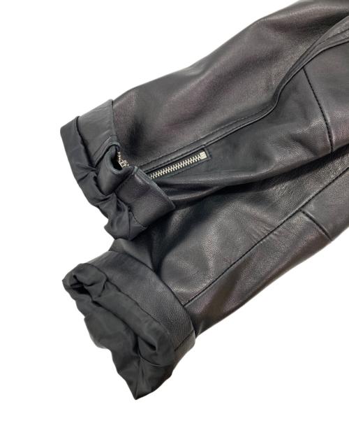 LAUREN RALPH LAUREN（ローレンラルフローレン）LAUREN RALPH LAUREN (ローレンラルフローレン) ラムレザーシングルライダースジャケット ブラック サイズ:Mの古着・服飾アイテム