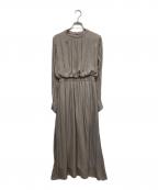 green label relaxingグリーンレーベルリラクシング）の古着「スタンド ギャザー ワンピース」｜ベージュ