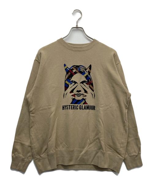 Hysteric Glamour（ヒステリックグラマー）Hysteric Glamour (ヒステリックグラマー) SEE NO EVIL刺繍 スウェット ベージュ サイズ:Lの古着・服飾アイテム