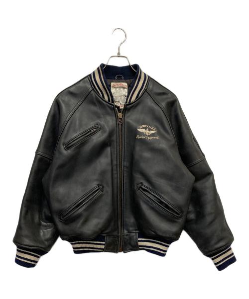 AVIREX（アヴィレックス）AVIREX (アヴィレックス) レザーヴァーシティジャケット ブラック サイズ:XSの古着・服飾アイテム