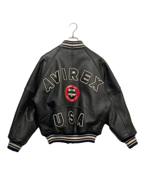 AVIREX（アヴィレックス）AVIREX (アヴィレックス) レザーヴァーシティジャケット ブラック サイズ:XSの古着・服飾アイテム