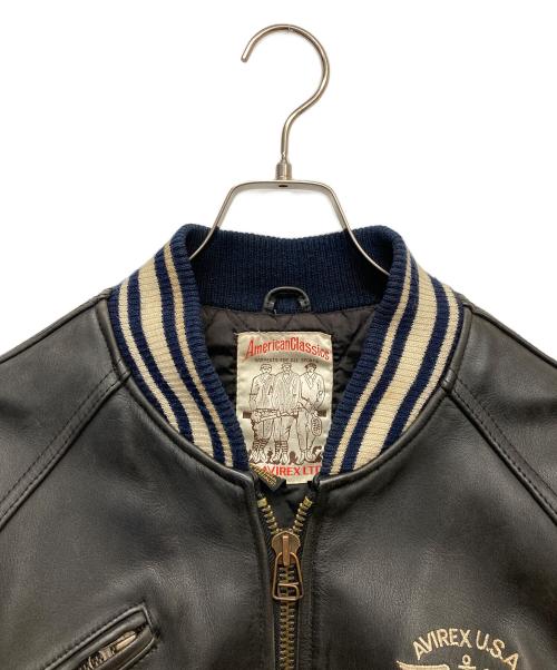 AVIREX（アヴィレックス）AVIREX (アヴィレックス) レザーヴァーシティジャケット ブラック サイズ:XSの古着・服飾アイテム