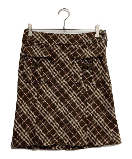 BURBERRY BLUE LABEL（バーバリー ブルー レーベル）BURBERRY BLUE LABEL (バーバリー ブルー レーベル) チェックスカート ブラウン サイズ:38の古着・服飾アイテム