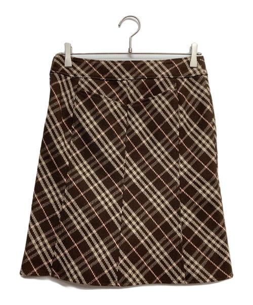 BURBERRY BLUE LABEL（バーバリー ブルー レーベル）BURBERRY BLUE LABEL (バーバリー ブルー レーベル) チェックスカート ブラウン サイズ:38の古着・服飾アイテム