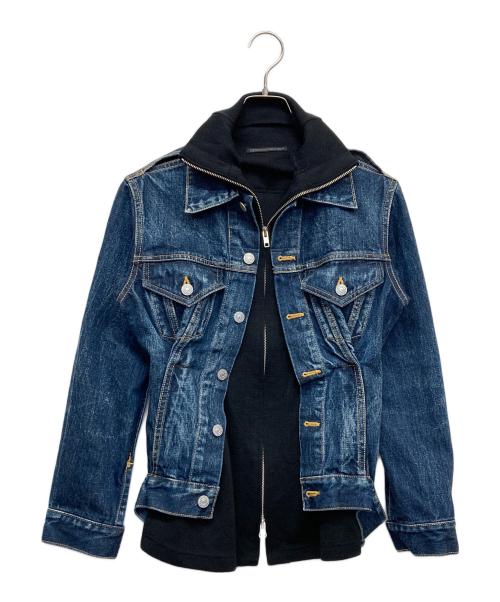 YOHJI YAMAMOTO（ヨウジヤマモト）YOHJI YAMAMOTO (ヨウジヤマモト) ウールニットドッキングデニムジャケット インディゴ サイズ:1の古着・服飾アイテム