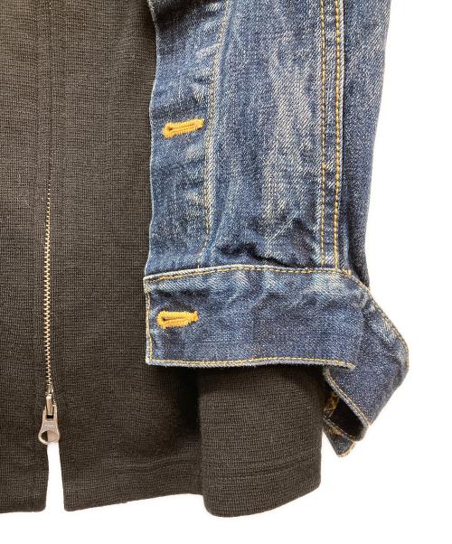 YOHJI YAMAMOTO（ヨウジヤマモト）YOHJI YAMAMOTO (ヨウジヤマモト) ウールニットドッキングデニムジャケット インディゴ サイズ:1の古着・服飾アイテム
