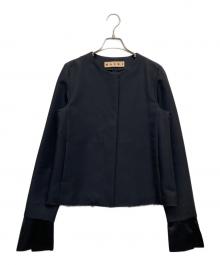 MARNI（マルニ）の古着「ノーカラージャケット」｜ネイビー