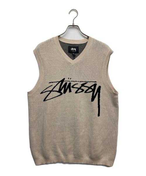 stussy（ステューシー）stussy (ステューシー) SWEATER VEST NATURAL ベージュ サイズ:Lの古着・服飾アイテム