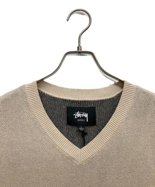 stussy（ステューシー）stussy (ステューシー) SWEATER VEST NATURAL ベージュ サイズ:Lの古着・服飾アイテム