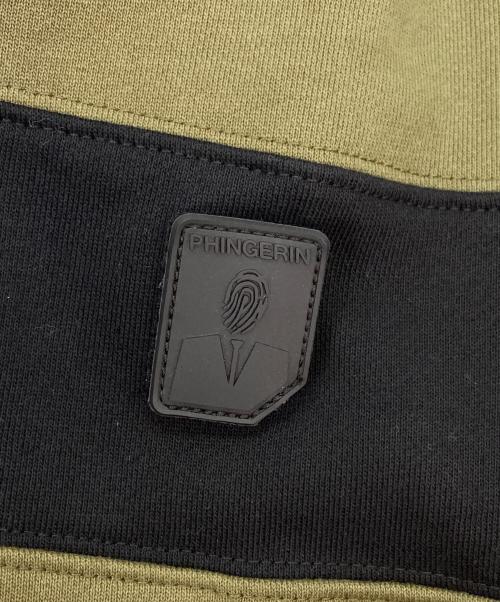 PHINGERIN（フィンガリン）PHINGERIN (フィンガリン) BORDER PATCH HOODIE ブラック サイズ:Lの古着・服飾アイテム