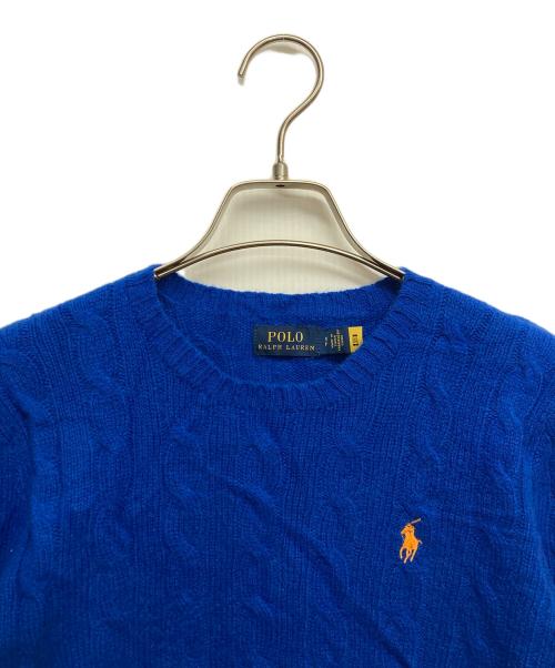 POLO RALPH LAUREN（ポロ・ラルフローレン）POLO RALPH LAUREN (ポロ・ラルフローレン) カシミヤ混ケーブルニット ブルー サイズ:Sの古着・服飾アイテム