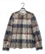 BLUE LABEL CRESTBRIDGEブルーレーベルクレストブリッジ）の古着「チェックブラウス」｜グレー