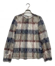 BLUE LABEL CRESTBRIDGE（ブルーレーベルクレストブリッジ）の古着「チェックブラウス」｜グレー