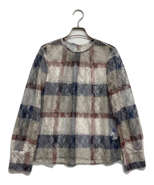BLUE LABEL CRESTBRIDGE（ブルーレーベルクレストブリッジ）BLUE LABEL CRESTBRIDGE (ブルーレーベルクレストブリッジ) チェックブラウス グレー サイズ:38の古着・服飾アイテム