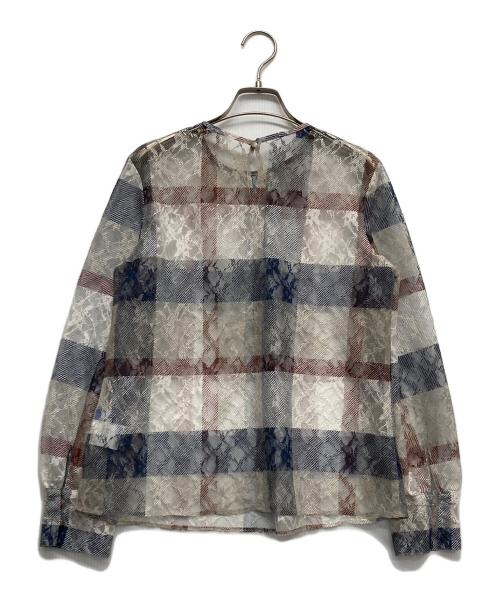 BLUE LABEL CRESTBRIDGE（ブルーレーベルクレストブリッジ）BLUE LABEL CRESTBRIDGE (ブルーレーベルクレストブリッジ) チェックブラウス グレー サイズ:38の古着・服飾アイテム