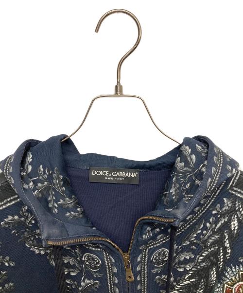 DOLCE & GABBANA（ドルチェ＆ガッバーナ）DOLCE & GABBANA (ドルチェ＆ガッバーナ) 総柄 プリントジップパーカー ネイビー サイズ:48の古着・服飾アイテム