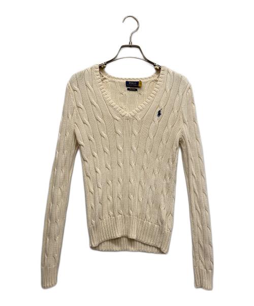 POLO RALPH LAUREN（ポロ・ラルフローレン）POLO RALPH LAUREN (ポロ・ラルフローレン) Vネックニット ホワイト サイズ:XSの古着・服飾アイテム
