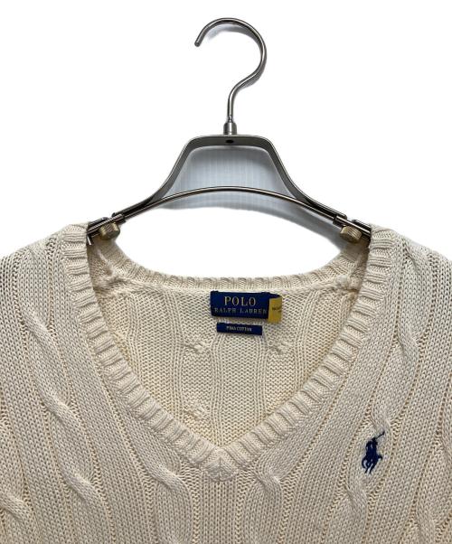 POLO RALPH LAUREN（ポロ・ラルフローレン）POLO RALPH LAUREN (ポロ・ラルフローレン) Vネックニット ホワイト サイズ:XSの古着・服飾アイテム