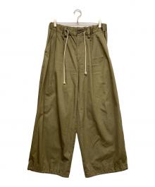 RYO TAKASHIMA（リョウタカシマ）の古着「VENTILE COTTON 2TUCK WIDE PANTS」｜グリーン