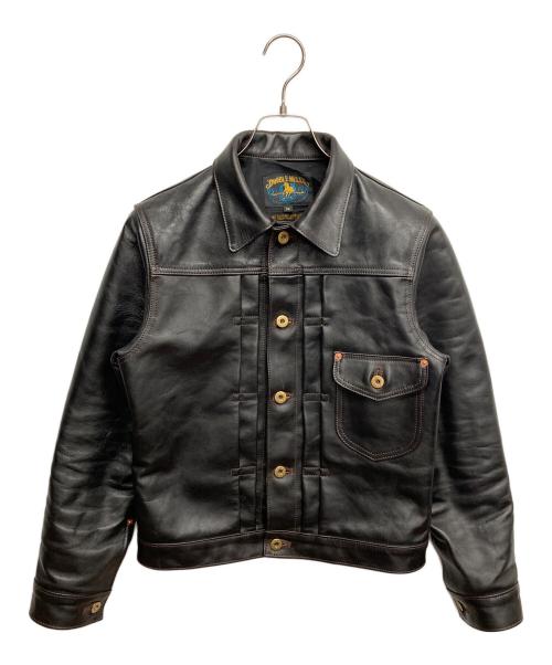 DOUBLE HELIX（ダブルヘリックス）DOUBLE HELIX (ダブルヘリックス) ホースハイドレザージャケット ブラック サイズ:36の古着・服飾アイテム