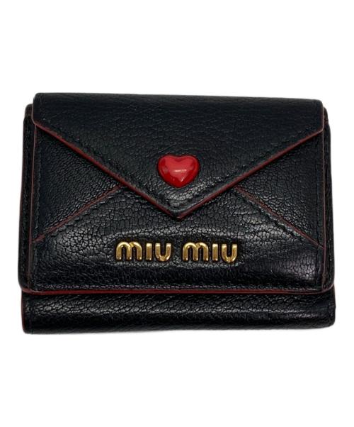 MIU MIU（ミュウミュウ）MIU MIU (ミュウミュウ) ラブレター2つ折り財布 ブラックの古着・服飾アイテム