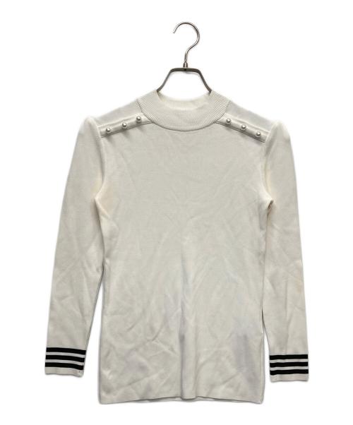 BORDERS at BALCONY（ボーダーズアットバルコニー）BORDERS AT BALCONY (ボーダーズアットバルコニー) PEARL TOP ホワイト サイズ:36の古着・服飾アイテム