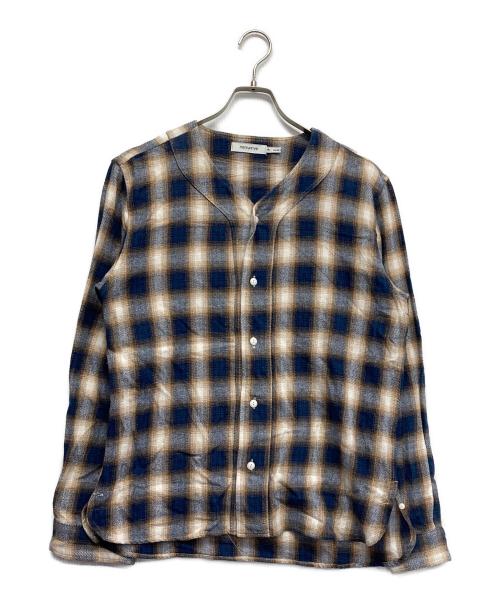 nonnative（ノンネイティブ）nonnative (ノンネイティブ) オンブレチェックノーカラーシャツ グレー サイズ:2の古着・服飾アイテム