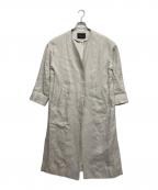 green label relaxingグリーンレーベルリラクシング）の古着「リネン ノーカラー コート」｜ベージュ